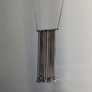 Banana Republic Silver Tassel Bar Necklace